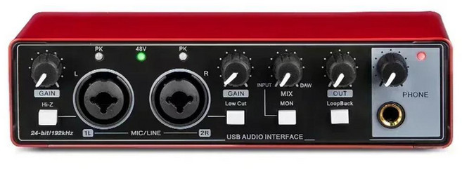 녹음용 오디오 인터페이스 루프백 모니터가 휴대용 전문 사운드 카드 장비용 팬텀 기타, 빨간색, 2.RED, 1개