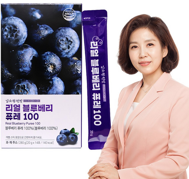 김소형원방 리얼 블루베리 퓨레100, 1팩, 20g
