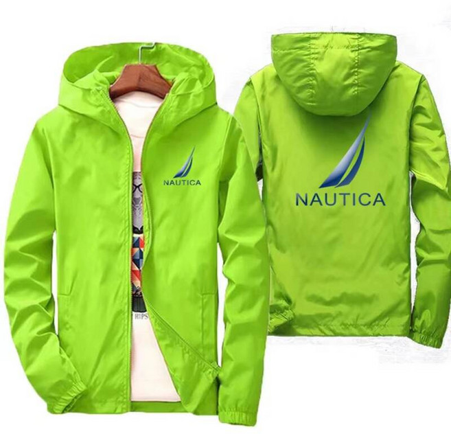 등산바람막이 플리스자켓 NAUTICA 남성용 바람막이 등산 비옷 야외 방수 코트 낚시 재킷 용수철 및 가을