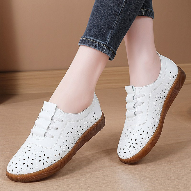 BLTER 여성 여름 펀칭 로퍼 가벼운 구두 펀칭 플랫슈즈 발편한 쿠션 시원한 신발 여성 샌들 통기성 슬립온2867