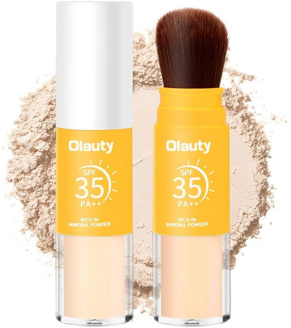Mineral Powder Sunscreen SPF 35 Scalp Brush On Sunscreen for Face Natural Setting Powder Long L, 02
