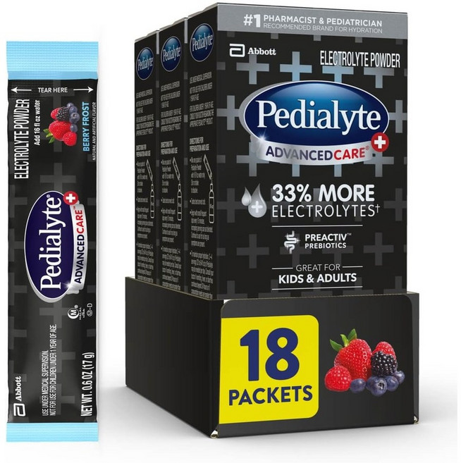 [페디아라이트] 어드밴스드케어+ 수분보충 전해질 파우더 베리프로스트맛 18개입, 1세트, 1