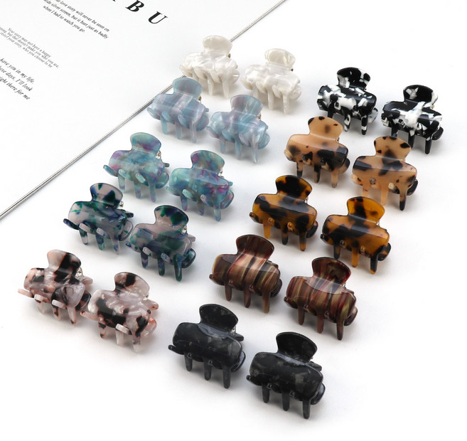 코욜하우키 프랑스핀 호피 마블 미니 헤어 집게핀 머리핀 2개 1세트