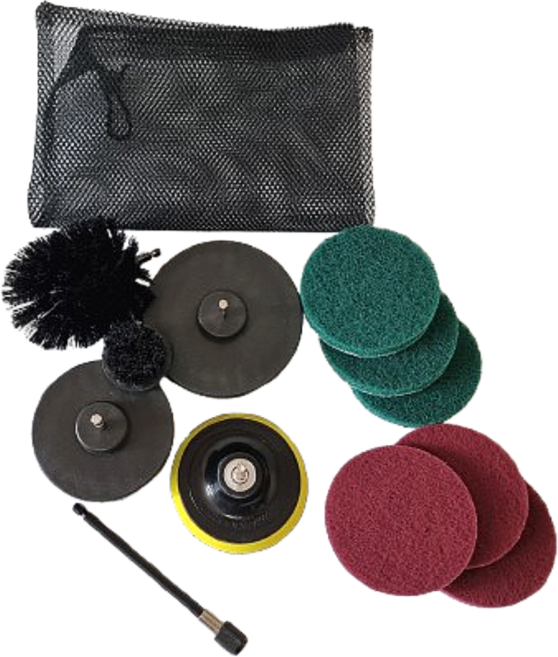 제노랩 전동드릴 욕실청소 타일바닥 검정 브러쉬 청소솔 12종, 1세트, 블랙