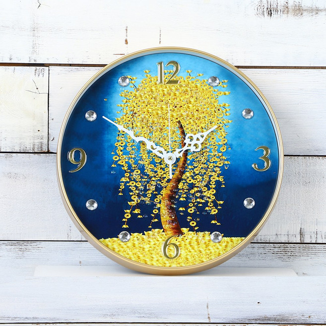 데일리데코 풍수 그림 400 원형 벽시계, T03 황금돈나무 320x320