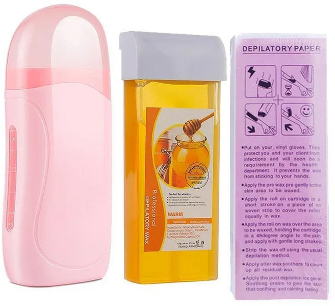 영원히 핑크 롤 제모 왁스 히터 페이스 바디 제모기 가열 기계 왁싱 스트립 종이, 1개, 1. Pink Honey Kit / A. Eu 플러그