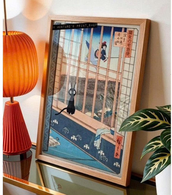 도쿄나이트 지브리 포스터 액자 3종 애니 인테리어 그림 벼랑위의포뇨 마녀배달부키키 배가본드 감성 홈데코, 내추럴액자