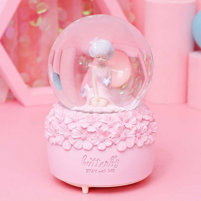 벚꽃스노우볼 오르골 인테리어 무드등 단일 트리 대형 핑크 크리스마스 눈송이 산타 USB, 20 146 걸 80 스윙클눈 음악 라이트