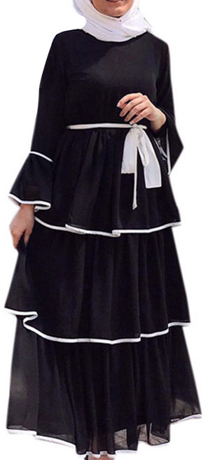 유럽과 미국 스타일 Kaftan Abaya 드레스 무슬림 단색 로브 여성을위한 이슬람 이브닝 가운
