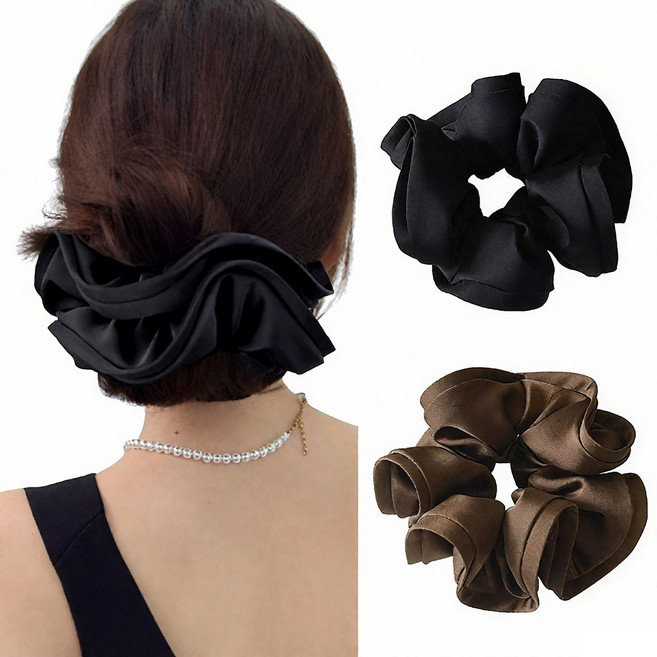 가을겨울 고급 스크런치 라인 왕 곱창 머리끈 2p