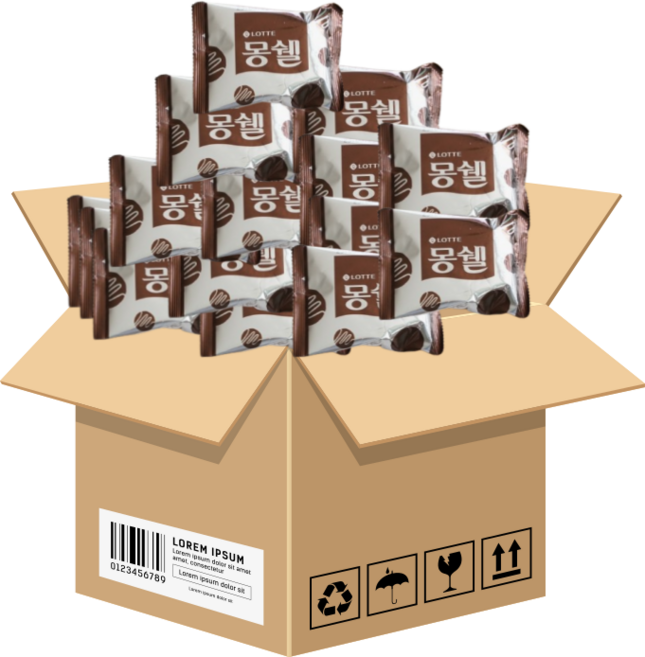 롯데 몽쉘 생크림케이크 카카오 대용량 (개별포장), 34g, 144개