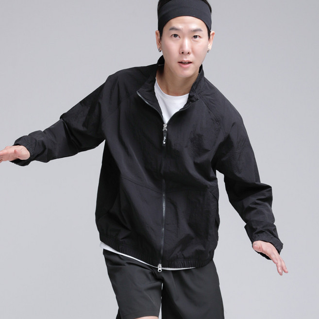 스탠넥 오버핏 바람막이 나일론 스타디온 윈드브레이커