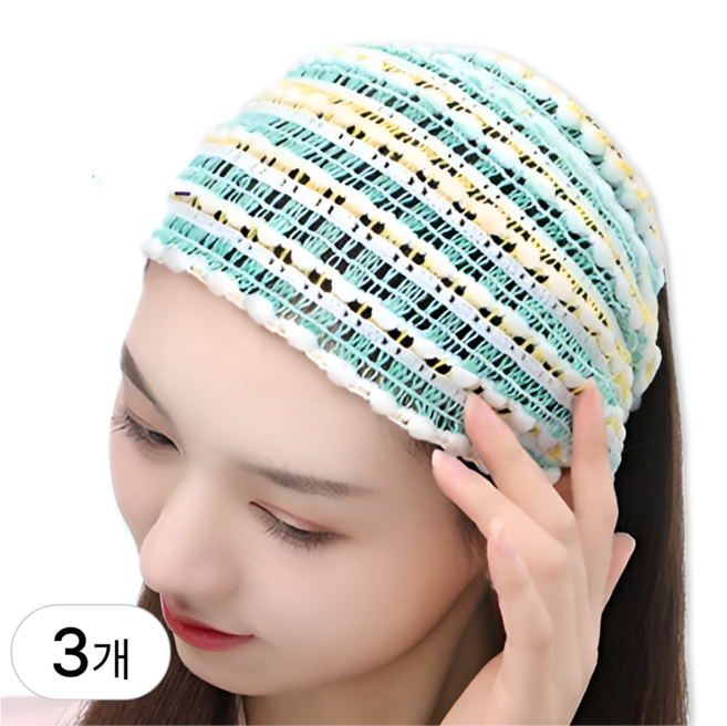 소이도르 사우나 모자 풀커버 세안밴드, 3개, 그린(Green)