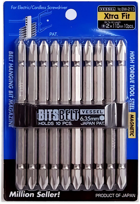 베셀 110mm 십자 양용 드릴 마그네틱 자석 비트 10PCS 드라이버세트 BW-213, 1개