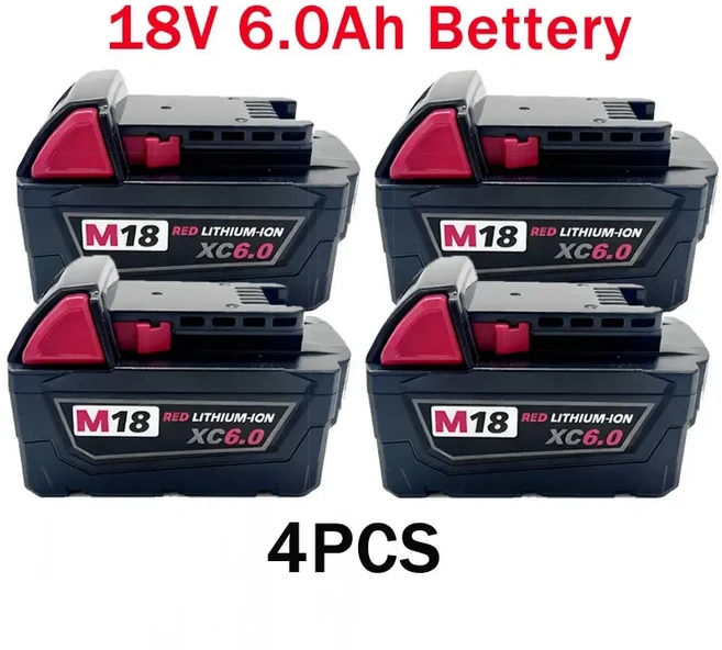 밀워키 18V 브러시리스 진동 다기능 공구 무선 트리머 절단 톱 6단계 파워 배터리 포함, 05 6.0AH Battery 4pcs