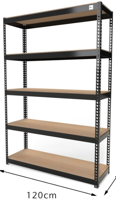 울트라랙 가로120x깊이50x높이180cm 5단 무볼트앵글 조립식앵글 선반 베란다선반 철제선반 가구, 흑색