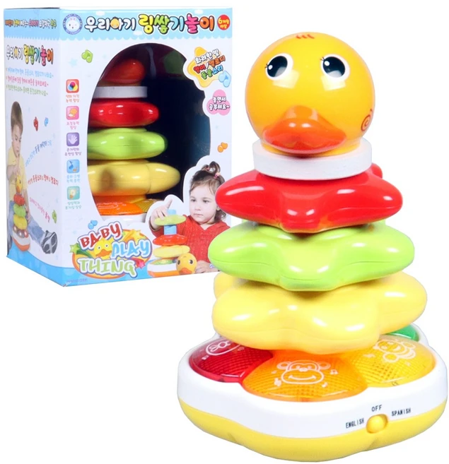 우리아기 링쌓기놀이 멜로디 동물소리 영어 링쌓기, 1개 - 쿠팡