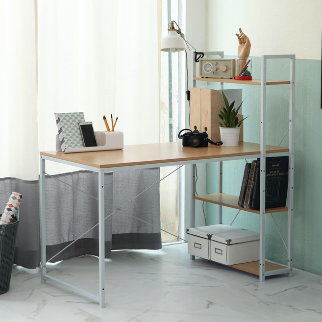 동영나이스 공부 우드책상 DIY 철제 선반 1인용 미니 서재 조립식 책장 심플 모던, 컴퓨터책상 120 화이트