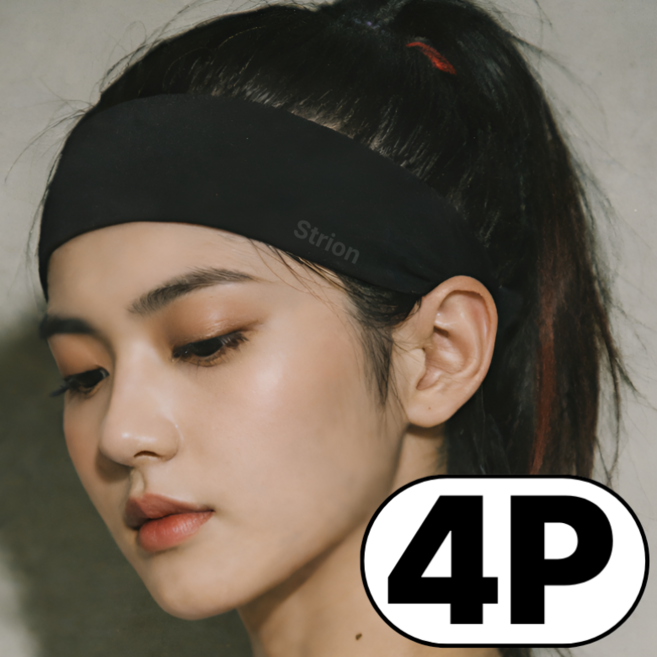 스트리온 스포츠 헤어밴드, 4개, 블랙