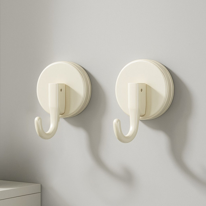 달몬 무타공 다용도 진공 흡착식걸이 벽걸이후크, 2개, 크림화이트