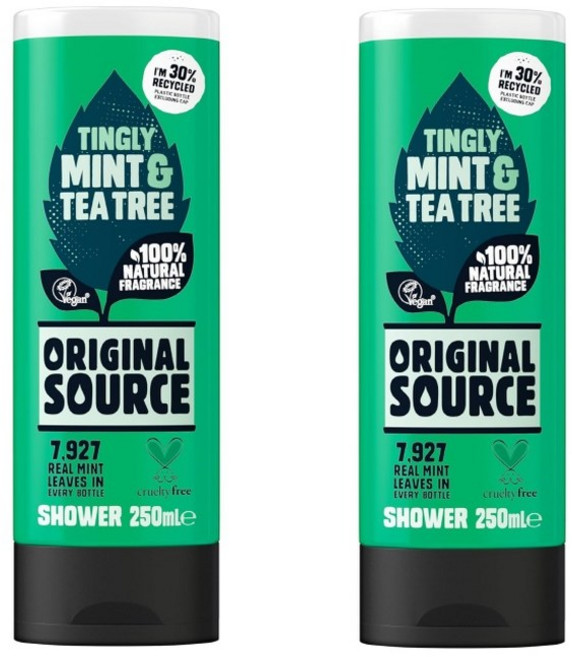 오리지널 소스 샤워젤 250ml 6팩 민트 티트리 Original Source Mint & Tea Tree Shower, 2개