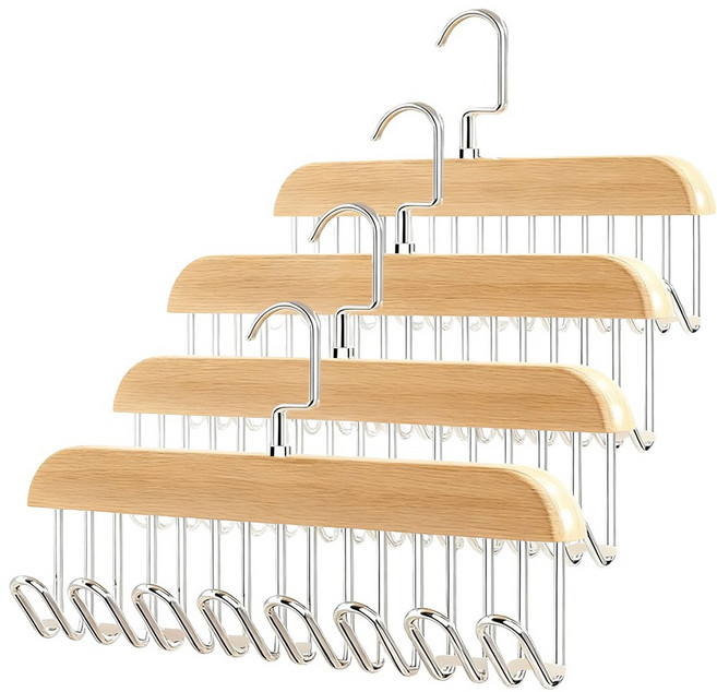 아뜨리 우드 멀티 다용도 옷걸이 행거, 4개, 라이트 오크