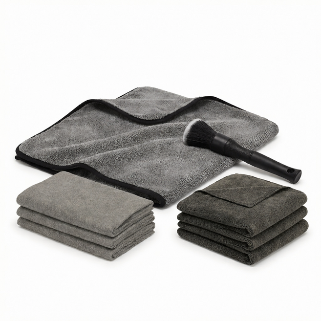로젠스 극세사 세차타월 매직타월 버핑타월 그레이 대형 90X60cm 드라잉 패키지4종, 7개