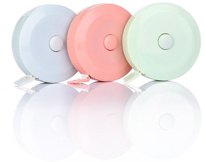 迷你捲尺 馬卡龍色 伸縮量尺 軟皮尺 隨身攜帶文具, 1個, 圓形捲尺 (不挑色) 1個, 150cm