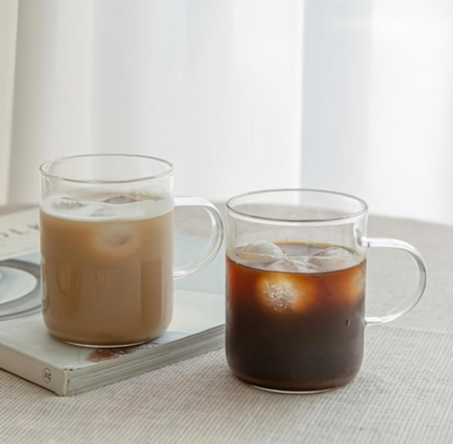 애스크제이 내열 유리 머그컵 300ml, 투명, 4개