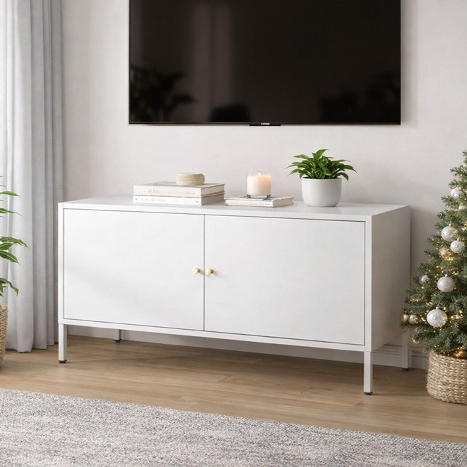 白色電視櫃 儲物櫃 雙門設計, 白色
