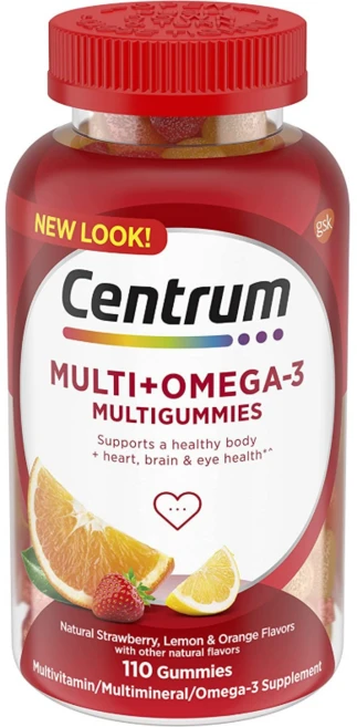 센트룸 멀티 + 오메가-3 스트로베리 레몬 오렌지 구미, 2개, 110정 - 쿠팡