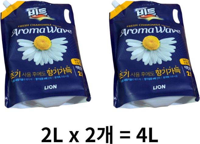 비트 아로마웨이브 일반 드럼 겸용 리필 카모마일향, 2L, 6개