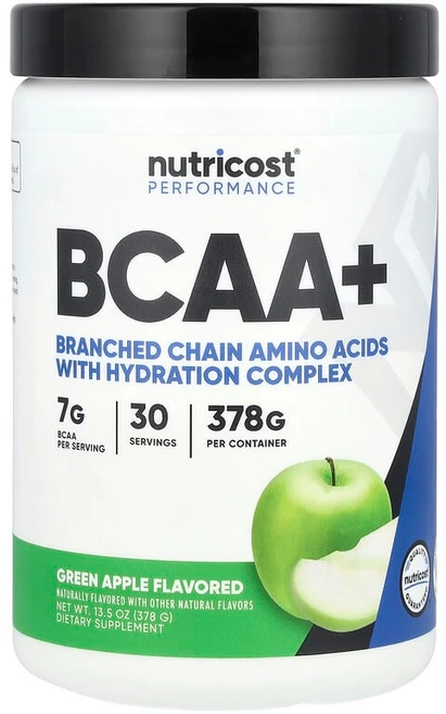 Nutricost 운동 능력 BCAA+ 그린 애플 378g(13.5oz) NCS-57198, 1개, 382g - 쿠팡