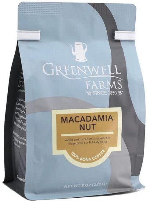 그린웰 팜스 100% 하와이안 코나 홀빈 원두 커피 Greenwell Farms 100% Hawaiian Kona Coffee - Macadamia Nut Flavor Whole, 226.8g, 1개, 상품상세 참조, 8 Ounce (Pack of 1)