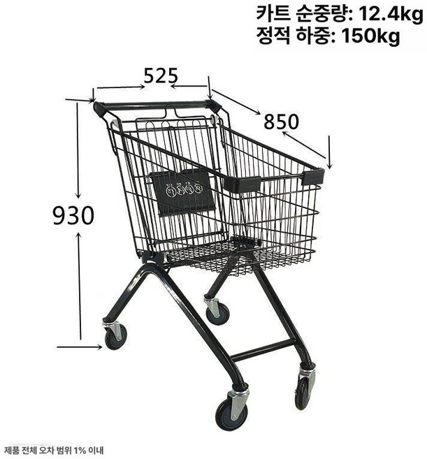 장바구니형 쇼핑카트 대형마트 백화점 바퀴, 1개, 블랙 90L 고급 바퀴