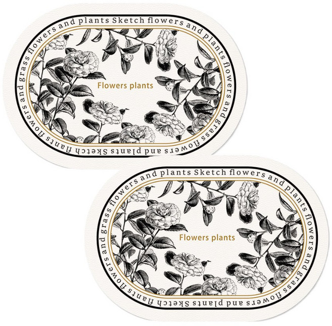 엘라라 로맨틱 플라워 라운드 식탁 테이블 매트 D, 혼합색상, 2개