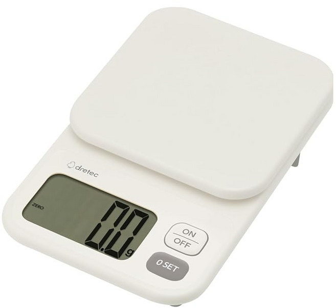 dretec 드리텍 디지털 일본메이커 2kg/0.1g 단위 포장 용기 대형 화면 주방 저울 화이트, 흰색 신형 2kg