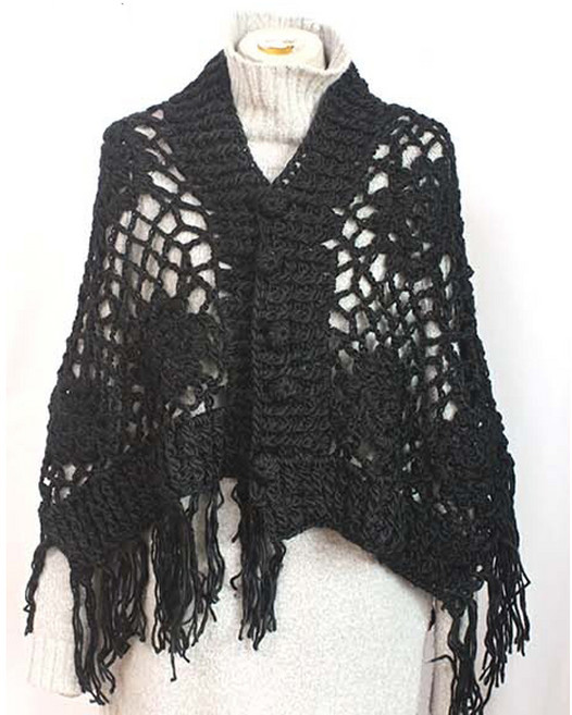 단추달린 뜨개 숄 망또 판쵸 목도리 머플러 가디건