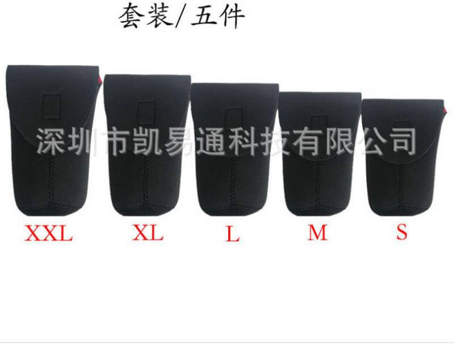 單反相機鏡頭袋 加厚潛水料 防水 腰包 長焦, 1個, 鏡頭袋套裝(5件)