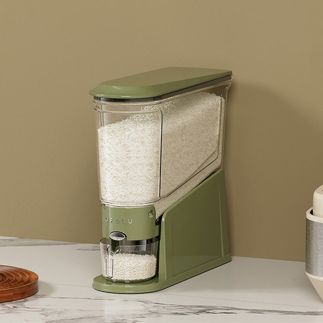 원터치 쌀통 밀폐 방습, 그린, 1개