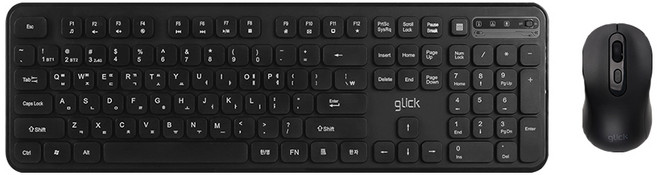 지클릭커 오피스프로 WMK725 인체공학 무소음 무선 블루투스 키보드 미니 마우스 세트, 블랙