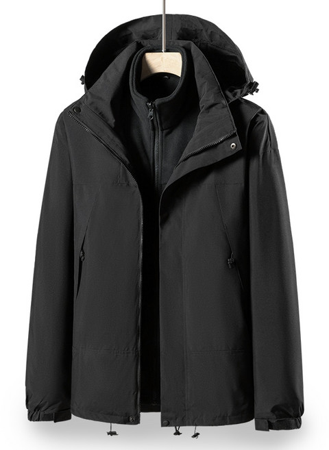 三合一衝鋒衣 兩件式衝鋒衣 可拆卸帽子拼接撞色登山外套 防風防水保暖連帽風衣 機能滑雪外套【台灣出貨】