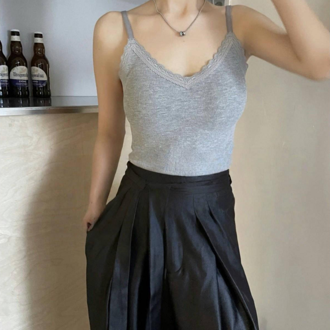 브이넥 레이스 브라캡나시 끈조절 민소매