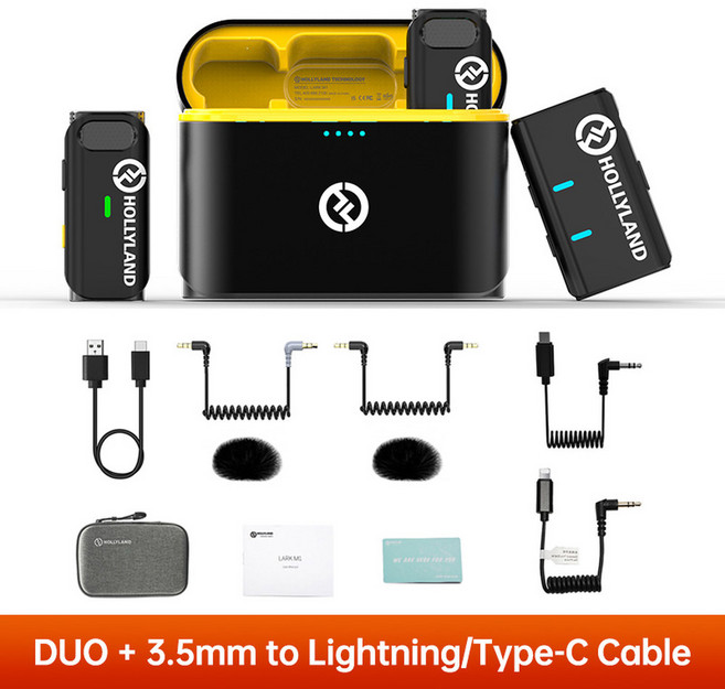 Hollyland Lark M1 iPhone 용 무선 라 발리에 마이크 안드로이드 폰 카메라 Vlog 인터뷰 라이브 스트리밍, 01 CHINA, 01 Lark M1 DUO, 1개