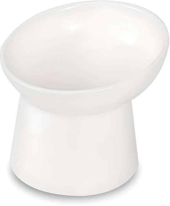 모나지오 반려동물 경사형 원형 도자기 식기, 화이트, 1개