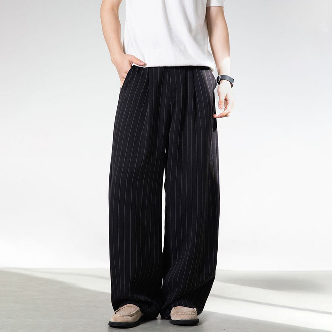 유루 남성용 와이드 슬랙스 핀스트라이프 팬츠 / MK2494