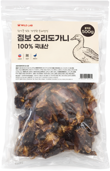 국내산 강아지 대용량 점보 숯불 수제간식, 500g, 1개, 오리도가니