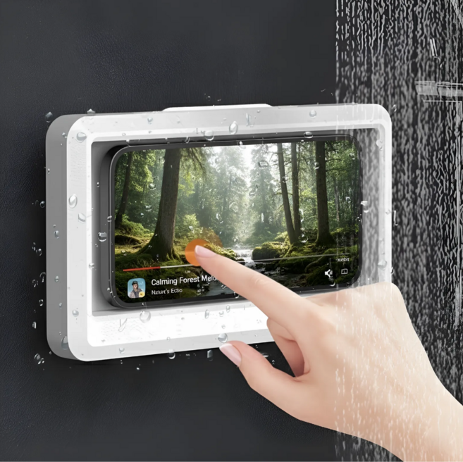 에이데이즈 360도 회전 욕실 방수 핸드폰 거치대, 1개, 화이트