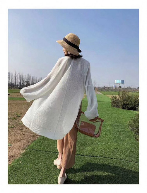 베이지 린넨로브 여름 가디건 아이보리 린넨 블랙 롱