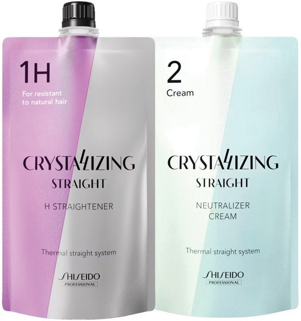 시세이도 크리스탈라이징 스트레이트 H 건강모용 1제+2제 크림 매직약 다운펌 파마, 1개, 400ml